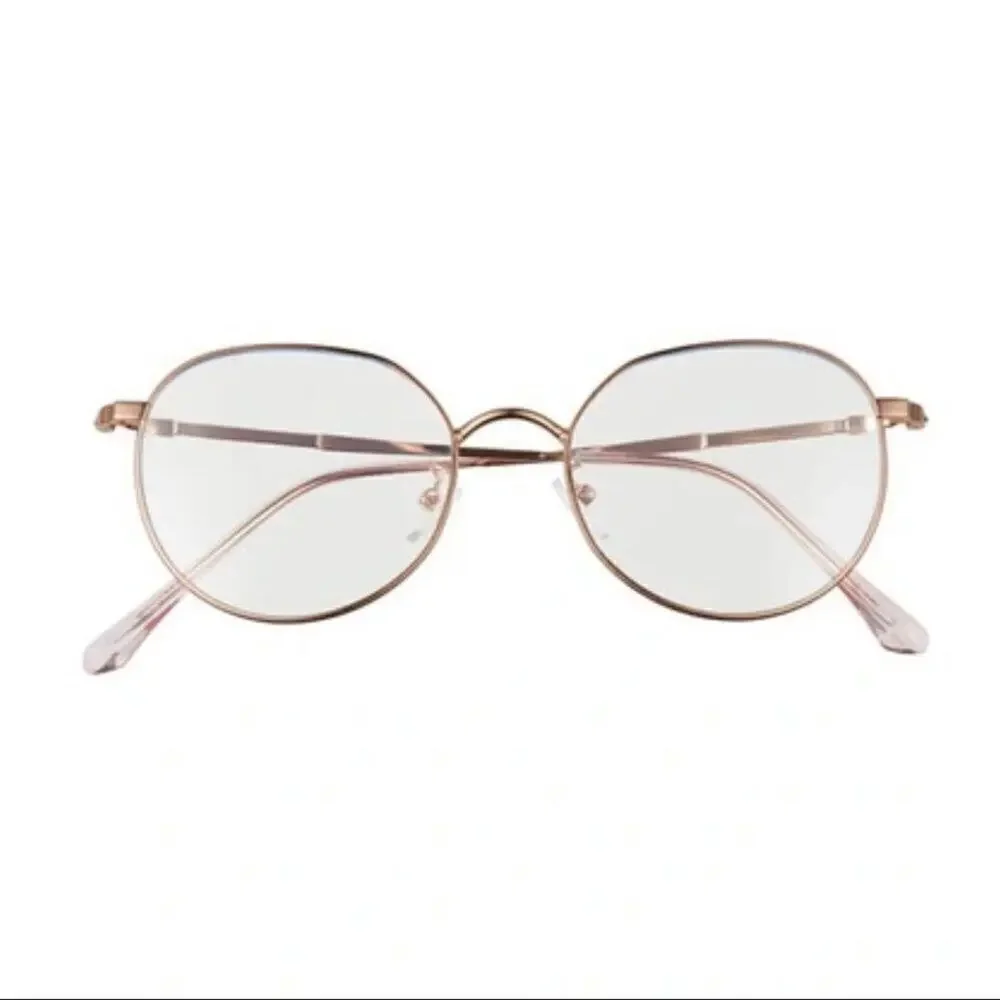 BP 50mm Round Blue Light Filtering Wire Frame Glasses in Pink NWT